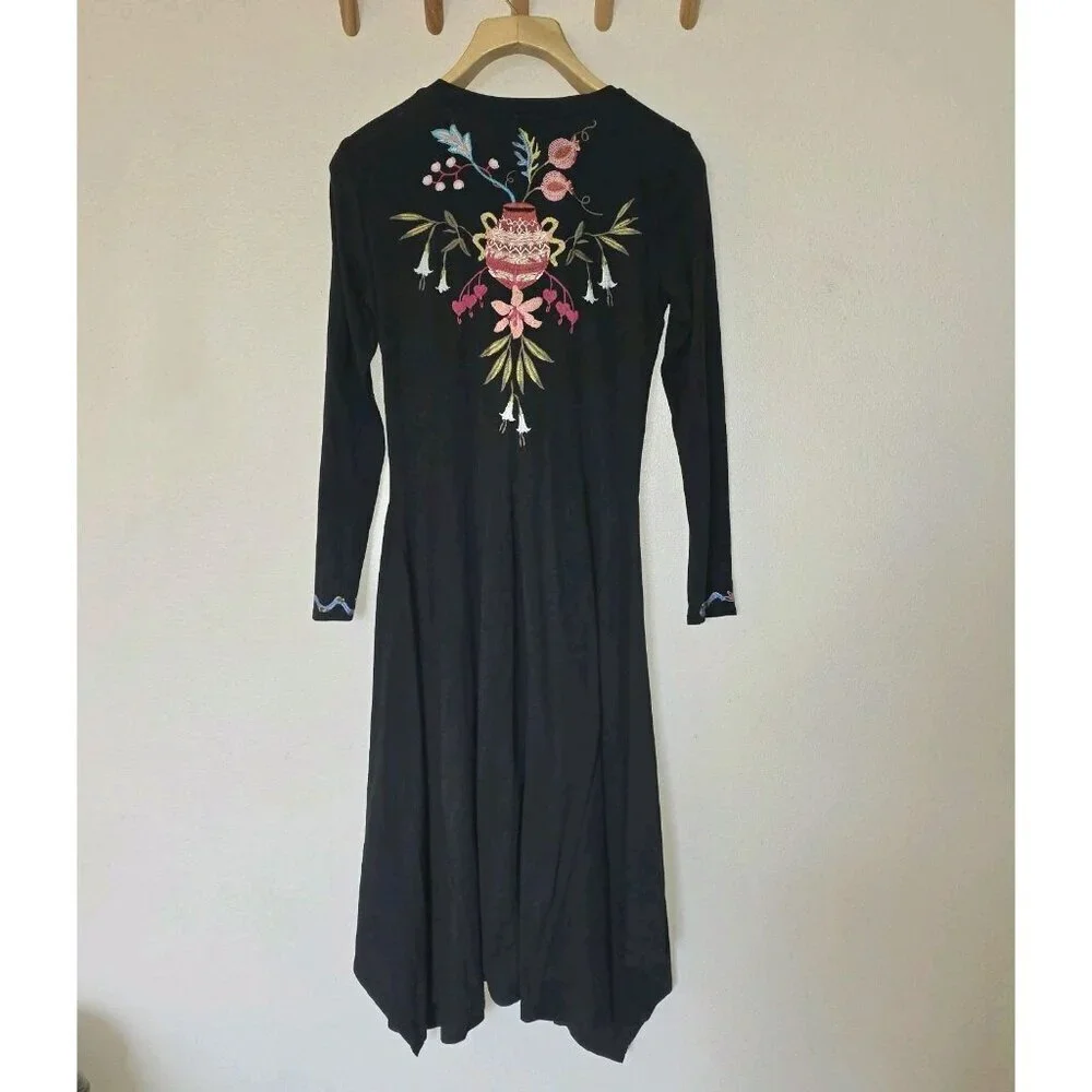 Johnny Was NWT Amarylla Embroidered Cotton Knit Midi Dress XS - Picture 4 of 16